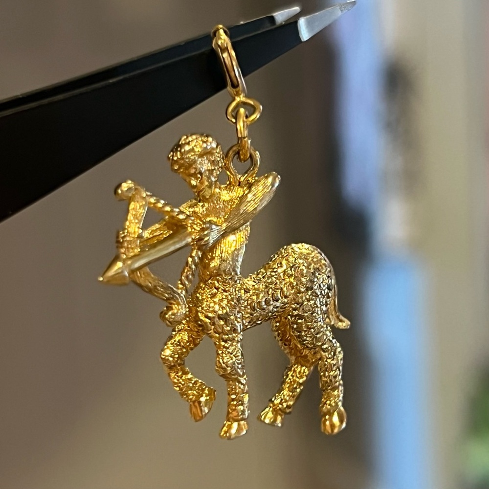 Vintage Gold Plated Monet Zodiac Charm Sagittarius Centaur Archer